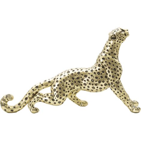 Scultura Leopardo Points seduto in resina oro e nero (1/5)