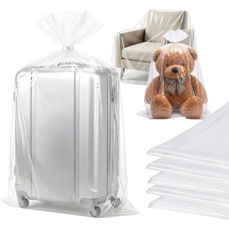 5 Pcs Sac de Rangement en Plastique Transparent pour Grande Valise, 100×152 cm Grande Housse de Protection pour Peluche, Sachet de Déménagement XXL pour Vêtements, Couettes et Jouets (1/5)