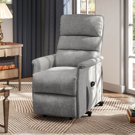 Sillón Relax Reclinable Eléctrico Levanta Personas con Mando a Distancia y Bolsillo Lateral Sillón Elevador Gris (1/5)