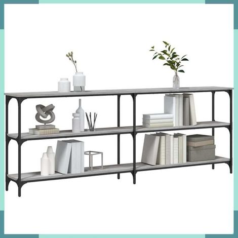 834113 Table console sonoma gris 200x29x75 cm bois d'ingénierie (1/5)