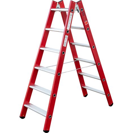 Iller Kunststoff GFK Stehleiter mit Aluminium Stufen 2x10 Stufen