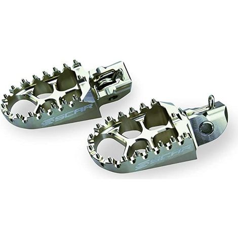 Pedane da corsa Scar in alluminio per Kawasaki KXF '06-'17, KXF 450 '07-'17, CRF 250 '02-'17, colore titanio