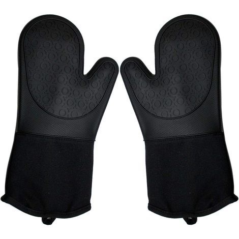 Lot de 2 maniques professionnelles en silicone, longueur coude, rembourrées et résistantes à la chaleur, 36 cm (14,2 pouces), idéales pour la pâtisserie et la cuisine. (1/5)
