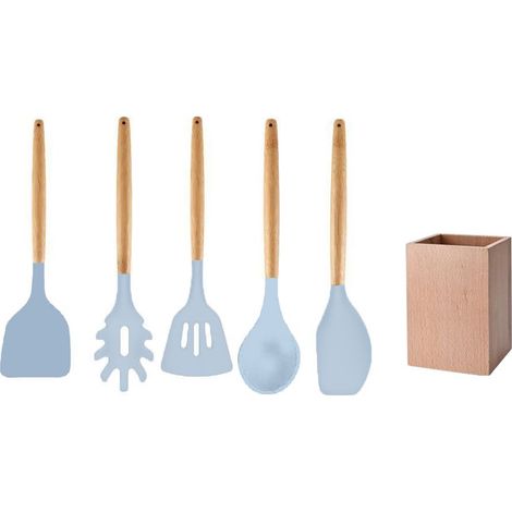 Set d'ustensiles de cuisine en bois avec pot de rangement 32 cm Fackelmann (1/5)