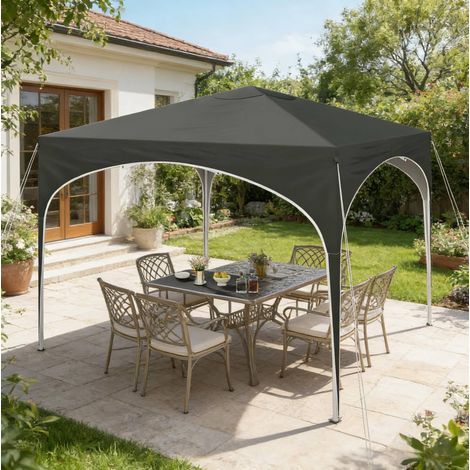 Tonnelle pergola 3x3 m réglable en hauteur grise OKMYHOME (1/5)
