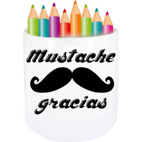 Pot à stylo en céramique Mustache gracias Cbkreation