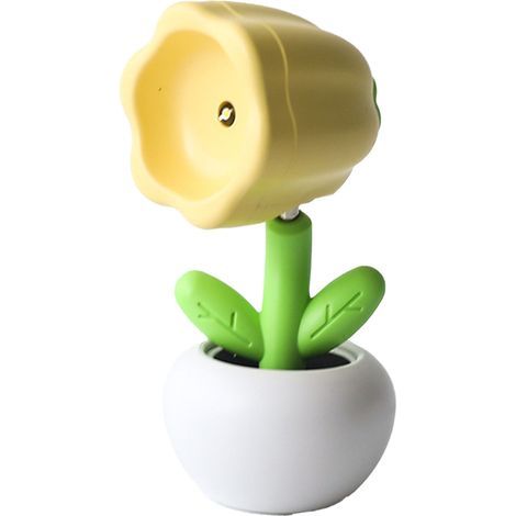 Mini Flower Pot Night Light, Small Potted Desk Lamp, Adorable Plant Ornament, Cute Yellow Desk Decoration (1/5)