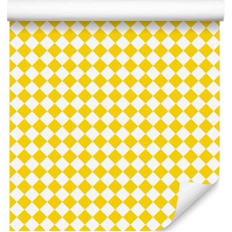 Geometrische Rautentapete in Creme und Gelb für Wohn- und Schlafzimmer, 50 x 1000 cm (1/5)