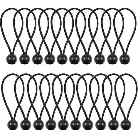 20 tendeurs élastiques pour bâche avec attaches à rotule et cordes élastiques en caoutchouc pour le support de la bâche, extension de rideau de bannière 1 (1/5)