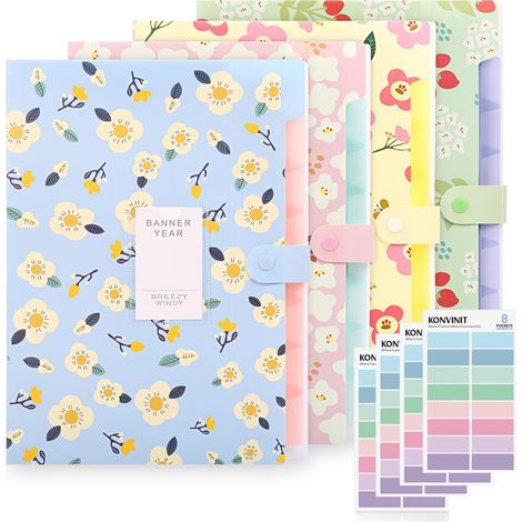 4 Pack Trieur 8 Compartiments A4 Trieur Document Pochette Trieurs Porte Document Fleur Classeur Trieur Document Pochette Trieurs Bouton Rabattable Pour Protéger les Documents (1/5)