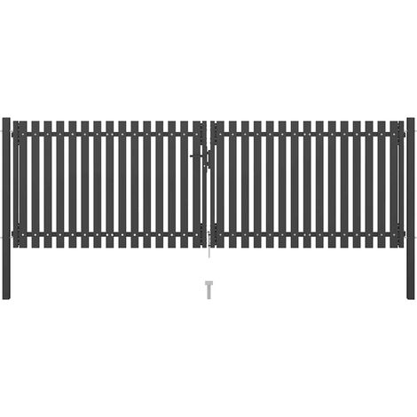 vidaXL Portail de jardin en acier 400x100 cm anthracite (1/5)