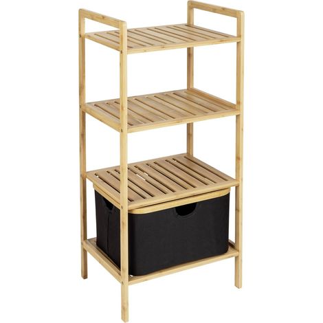 WENKO Bambusregal mit 3 Etagen Ecori in Schwarz 44 x 93,5 x 33 cm (1/5)