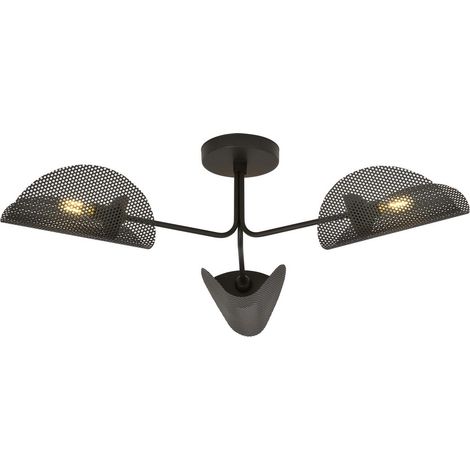 Plafoniera GOMEZ nera in metallo a rete 3 luci E14 Emibig (1/5)