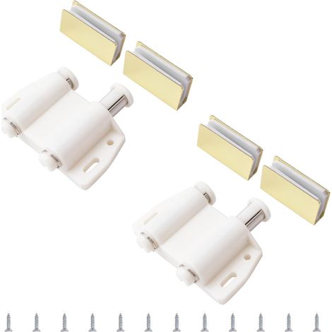 Lot de 4 loquets magnétiques pour porte en verre - Réglable - Sans cadre - Avec pince d'armoire - Convient pour porte en verre oscillante de 3 à 6 mm (blanc) (1/5)