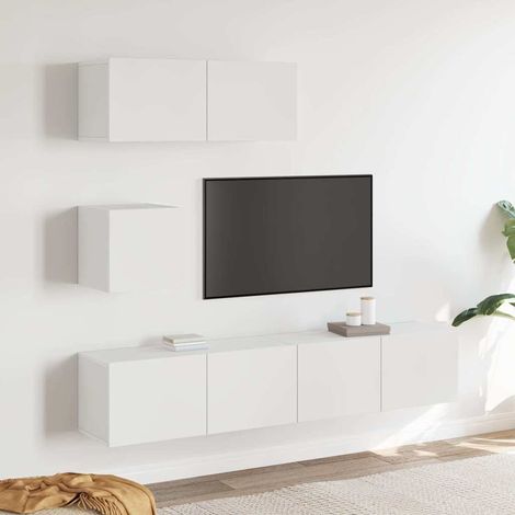 vidaXL 4 Piece TV Cabinet Set White Engineered Wood (1/5)
