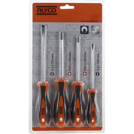 Juego de 4 destornilladores en blister ALYCO ORANGE