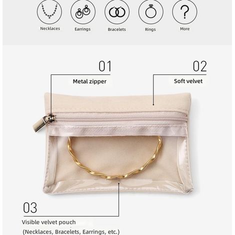 Ensemble de 6 pochettes rangement zippées pour bijoux, colliers montres et accessoires (1/5)