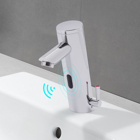 Robinet de salle de bain à infrarouge Robinet de salle de bain automatique à capteur Mitigeur de lavabo sans contact Mitigeur de lavabo à détection de mouvement Mitigeur monocommande (1/5)