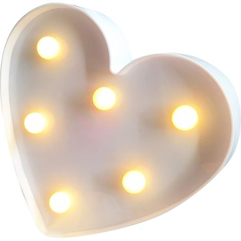 Veilleuse LED en forme de cœur avec ampoules, lumière blanche chaude constante, étanche IP42, 2 piles AA (blanc chaud) (1/5)
