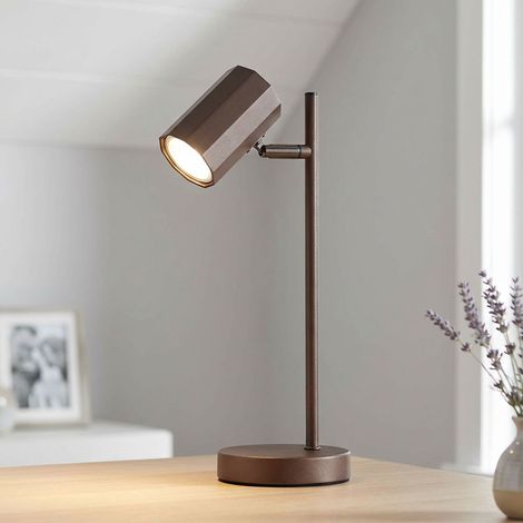 Tischlampe Tischleuchte Leselampe Schlafzimmerleuchte beweglicher Spot bronzefarben, Aluminium Metall, 1x GU10 Fassung, LxBxH 16,5x12x35 cm