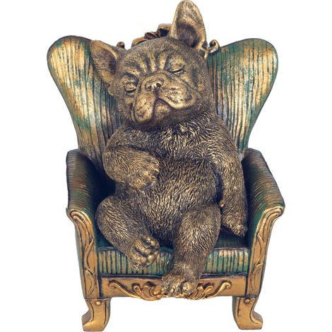 Statuina in resina a forma di bulldog per un arredamento moderno - Dettagli realistici e design elegante