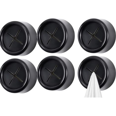 6 toalleros universales para baño con ganchos a presión – Almacenamiento práctico para baño y cocina, color negro. (1/5)