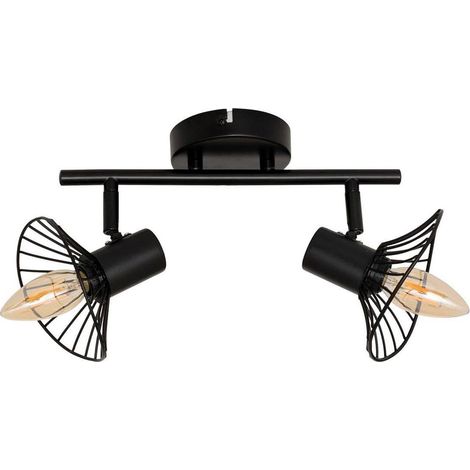 Plafonnier 2 Lampes Orientables en Métal "Adelia" 28cm Noir (1/5)