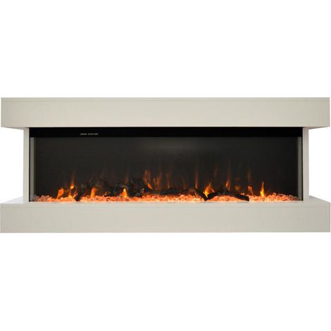 Camino Elettrico da Pavimento Effetto Fiamma 1500W Alaro Bianco (1/5)
