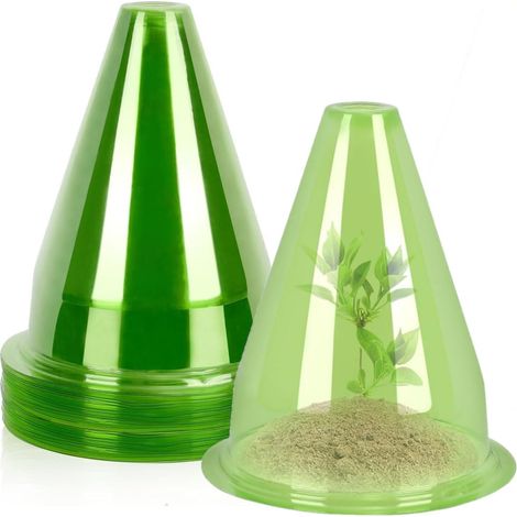 24 Pièces Cloches pour Plantes de Jardin, 24CM x 20CM Couvercle de Cloche en Plastique pour Plante Mini Serre Réutilisable pour Protection Contre (1/4)