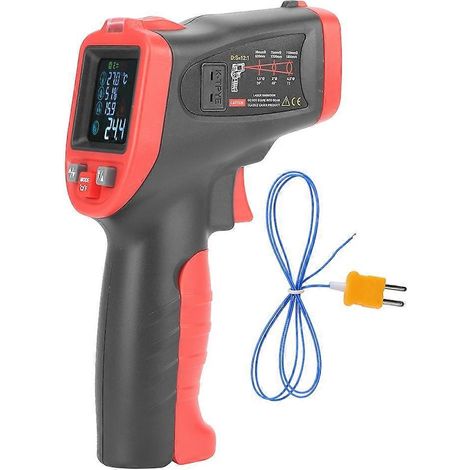 Thermomètre infrarouge numérique sans contact, portable et industriel, avec thermocouple de type K, plage de température de 50 °C à 650 °C. (1/4)