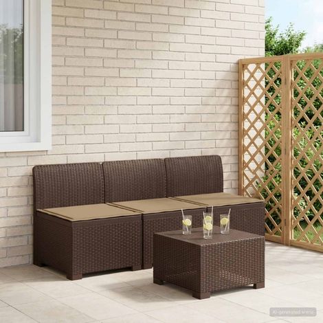 Teenpull – 3-Sitzer Garten Sofa mit Kissen Rattan-Look PP Braun (1/5)
