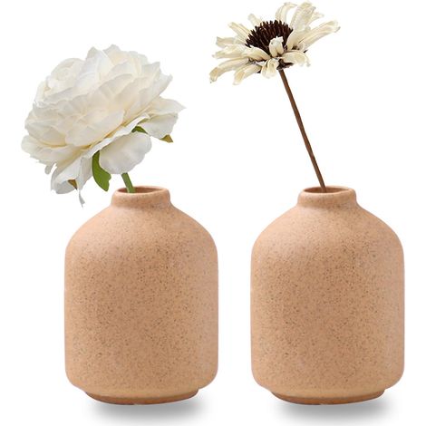 Un ensemble de deux vases en céramique, petits vases décoratifs (bruns).