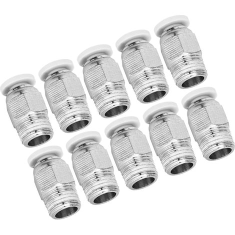 10 raccords pneumatiques droits, argentés, filetage M10, accessoire pour imprimante 3D PC4 01 (1/5)
