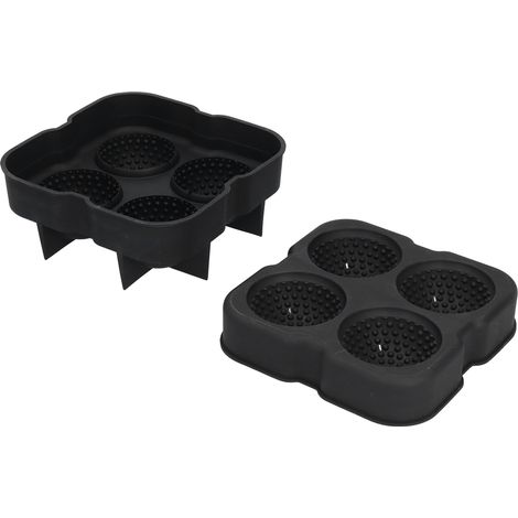 Wiederverwendbare Eiswürfelform aus lebensmittelechtem Silikon mit 4 Fächern für Eiswürfel, schwarz, Küchenutensil (1/5)