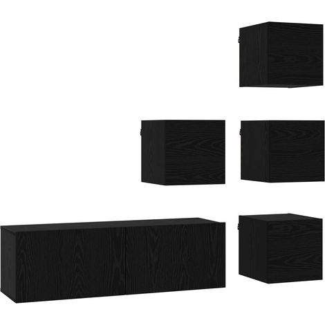 TV-Schrankset 5 pcs 100 x 30 x 30 cm Schwarze Eiche vidaXL