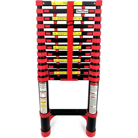 Échelle Télescopique Kraft Müller 2,6M en Aluminium Bricolage Pliable Extensible Unique Droite Multi-fonction, Charge 150 kg