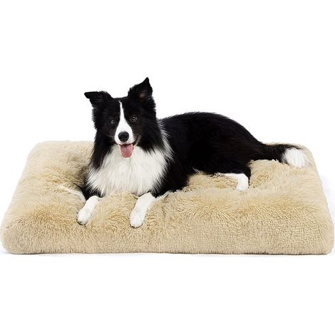 Lit chien grand matelas lavable peluche fond antidérapant anti-anxiété (1/4)