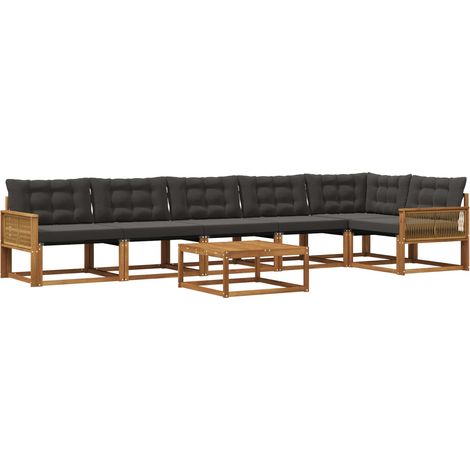 Outdoor Sofa Set with Cushion 7 pcs Natural and Black vidaXL (1/5)