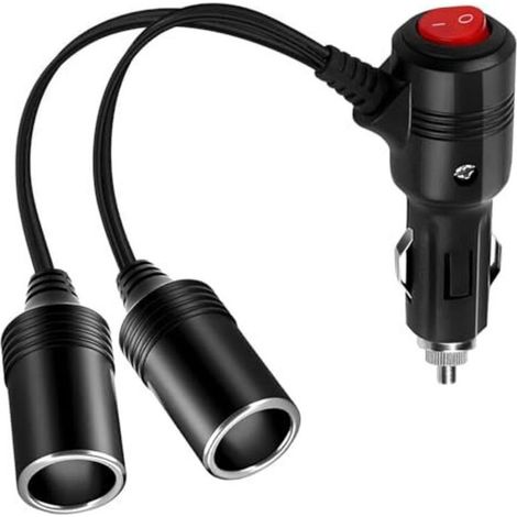 Double Prise Allume-Cigare avec Interrupteur,Distributeur Allume-Cigare,Adaptateur 12V/24V Prise Allume-Cigare,pour Voiture,Moto (1/5)