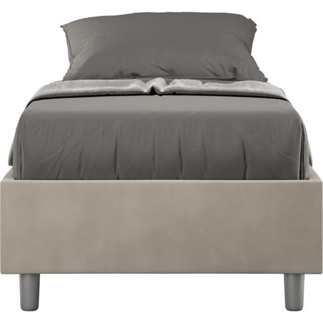 Cadre de lit 39cm en microfibre Avika - Minimalisme et Modernité Sans sommier-Beige-90x190 (1/5)