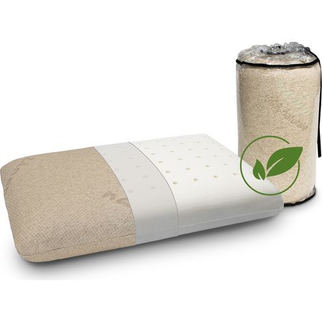 Viskoelastisches Kopfkissen 70x35x12 100% Baumwolle und Leinen, Abnehmbar und waschbar. Ergonomisch