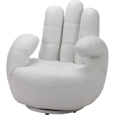 Poltrona a forma di mano girevole in similpelle Bianco - CATCHY