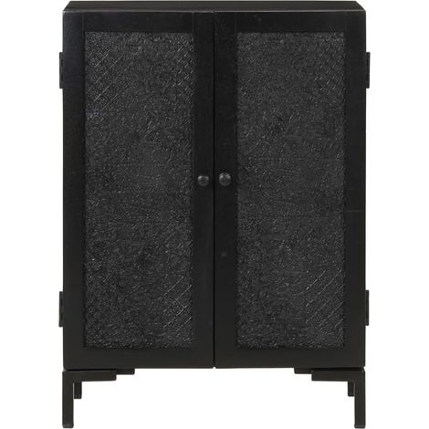 Buffet,Bahut,Meuble de Rangement noir 55x30x77 cm bois massif de manguier et fer CFW84280 (1/5)