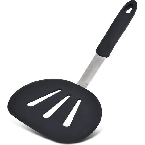 Spatola larga e rotonda in silicone, spatola flessibile per pancake, lavabile in lavastoviglie, grande, per friggere, cucinare, cuocere al forno, 31,2 x 15,1 cm (1/4)