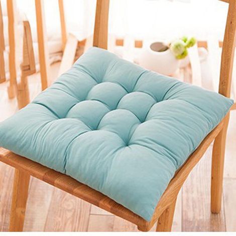 Coussin De Siege Carré - Tissu Velours Doux - Pour Chaise De Bureau Extérieur Ou Intérieur - Hauteur 5 Cm - Couleur Menthe - Lot De 2 (1/3)