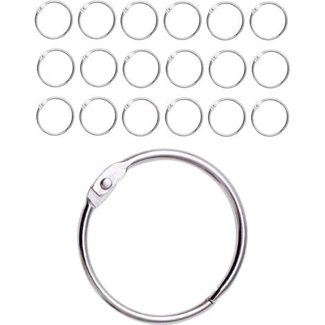 Lot de 20 anneaux de rideau de douche avec crochets en métal - Anneaux ronds ouvrables de 50 mm pour rideaux, salle de bain, maison, classeurs - Métallique (1/5)