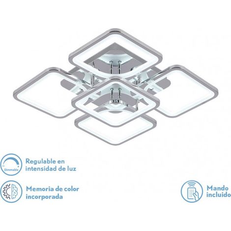 lampada da soffitto 129w 3000-4000-6500k cromo elara 9x58x58cm 17415lm con telecomando, dimmer e memoria