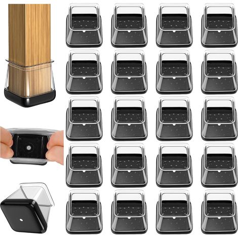 Lot de 20 protections pour pieds de chaise, pieds de meubles, pieds de table, anti-bruit et anti-rayures (carré-L) (1/5)