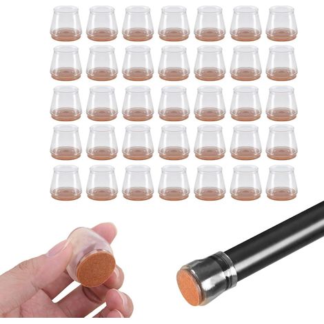 35 protectores para patas de sillas de 16-22 mm, almohadillas de silicona para sillas, protectores de patas con almohadillas de fieltro, reducen el ruido y evitan arañazos, para suelos de madera y bal (1/2)
