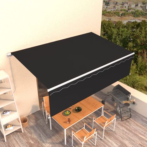 Auvent rétractable, Store Banne, Marquise Brise-soleil manuel avec store 5x3 m Anthracite LKOWF24153 (1/5)